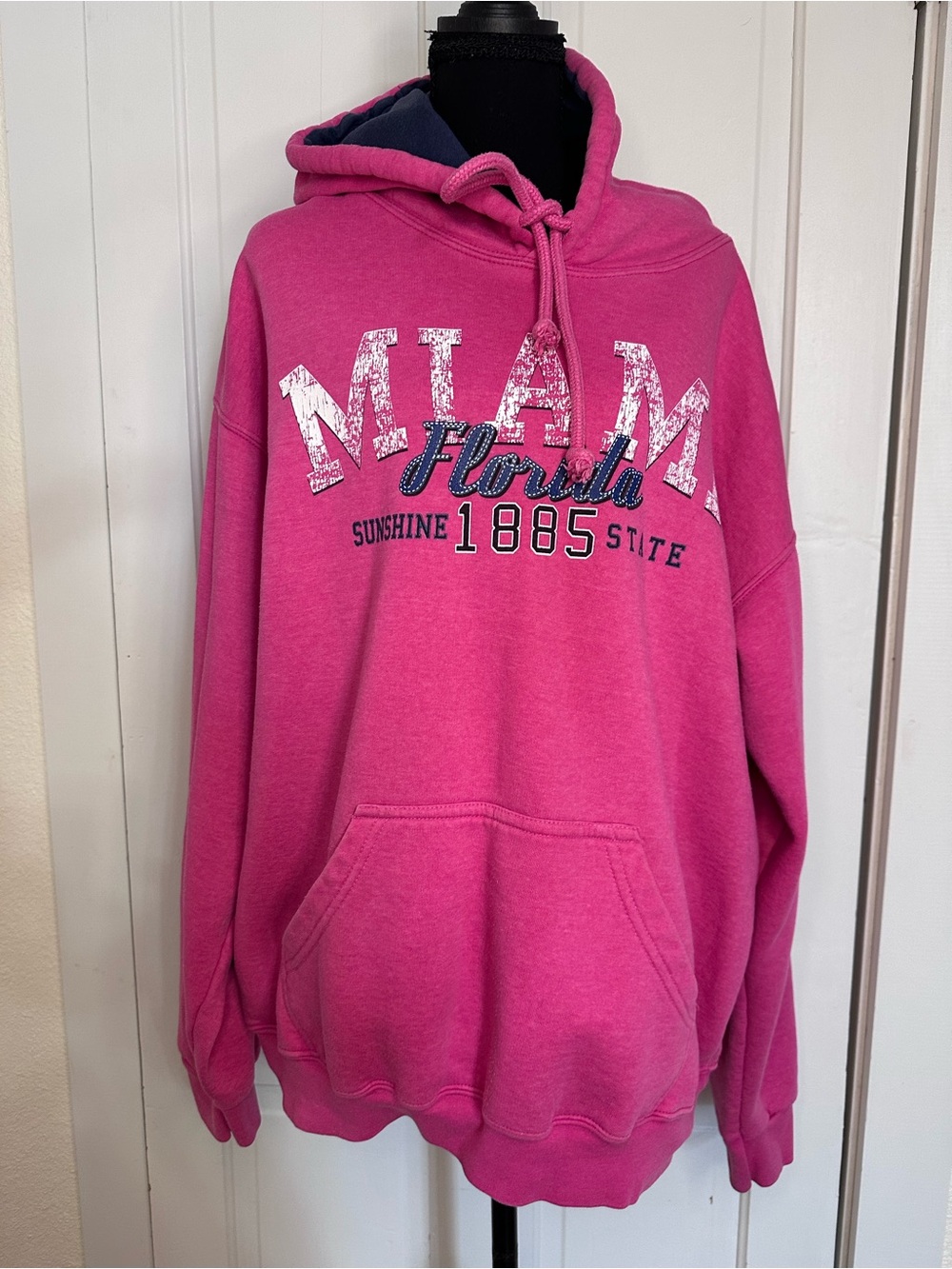 Point Sportswear Women’s XL Pink Miami Florida Graphic Pullover Fleece Hoodie